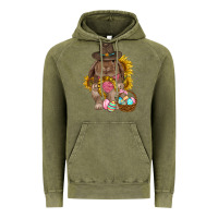 Vintage Olive Western Rabbit with sunflowers Easter Day Vintage Hoodie - HowdyJamesFarm