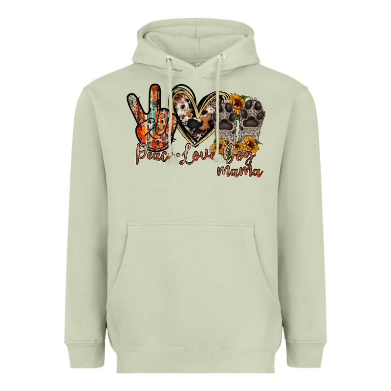 Peace Love Dog Mama Heavyweight Hoodie by RacoonDesign | Teevron