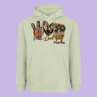 Peace Love Dog Mama Heavyweight Hoodie Designed By Racoondesign