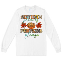 White autumn leaves and pumpkins please Long Sleeve Tee - CowGirlArtShop
