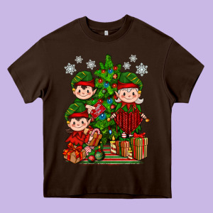 Mimi Elf, Mama Elf, Child Elf Christmas Heavy Core Tee Designed By Bundleandbundleshop