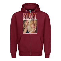 Burgundy sydney sweeney Zipper Hoodie - lanVoArt