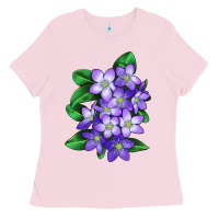Bubblegum Pink Mayflower Plant Illustrations Ladies Tee - LillyAllenDesigns