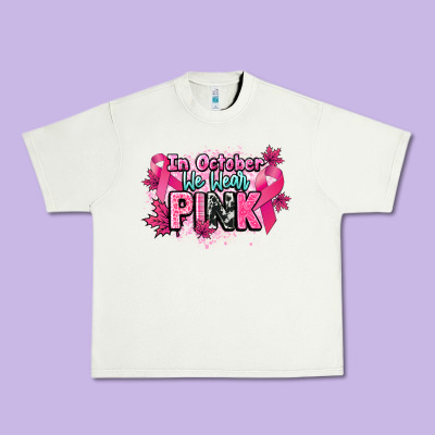 In October We Wear Pink Cancer Awareness Urban Heavy Tee Designed By Howdyjamesfarm