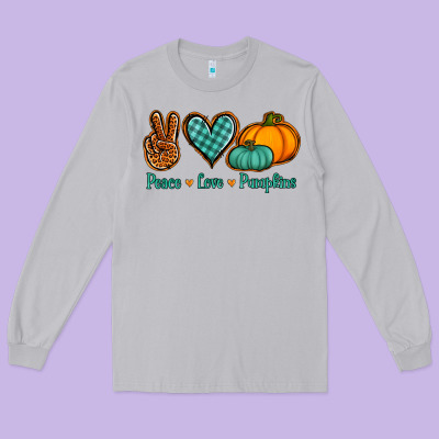 Peace Love Pumpkins Long Sleeve Tee Designed By Jasminsmagicworld