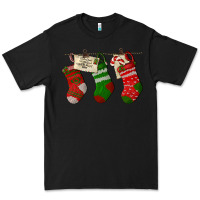 Black Christmas Socks With Santa Letter Premium Tee - LillyAllenDesigns