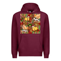 Burgundy christmas chicken Premium Hoodie - FaDigitalArtStudio