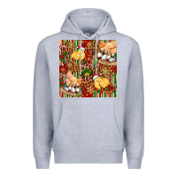 Heather Grey christmas chicken Premium Hoodie - FaDigitalArtStudio