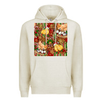 Oatmeal Heather christmas chicken Premium Hoodie - FaDigitalArtStudio