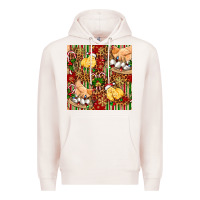 Pale Pink christmas chicken Premium Hoodie - FaDigitalArtStudio
