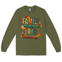 Army Green family thanksgiving turkey blessing Long Sleeve Tee - CowGirlArtShop