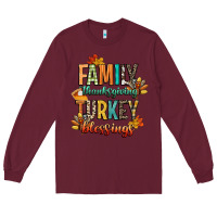 Burgundy family thanksgiving turkey blessing Long Sleeve Tee - CowGirlArtShop