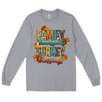 Heather Grey family thanksgiving turkey blessing Long Sleeve Tee - CowGirlArtShop