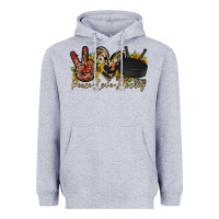 Heather Grey peace love hockey Heavyweight Hoodie - RacoonDesign