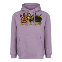 Lavender peace love hockey Heavyweight Hoodie - RacoonDesign