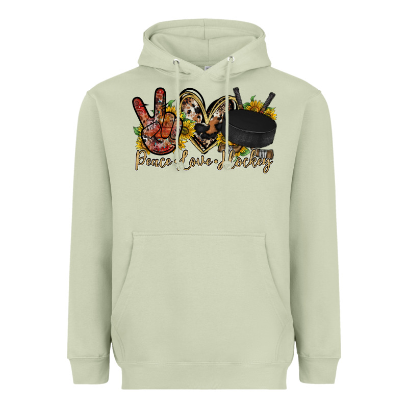 Peace Love Hockey Heavyweight Hoodie by RacoonDesign | Teevron