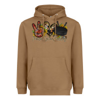 Toasted Coconut peace love hockey Heavyweight Hoodie - RacoonDesign