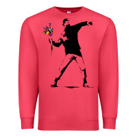 Cardinal banksy protester throwing flowers Premium Sweatshirt - lanVoArt