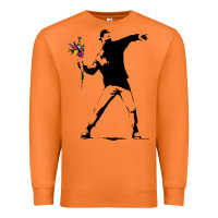 Carrot banksy protester throwing flowers Premium Sweatshirt - lanVoArt