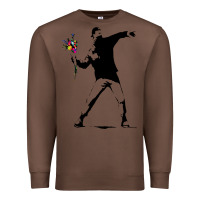 Chestnut banksy protester throwing flowers Premium Sweatshirt - lanVoArt