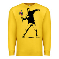 Lemon banksy protester throwing flowers Premium Sweatshirt - lanVoArt