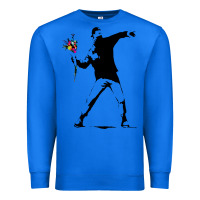 True Royal banksy protester throwing flowers Premium Sweatshirt - lanVoArt