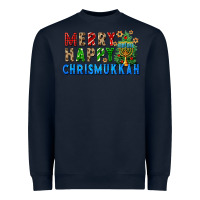 Navy merry happy chrismukkah Heavyweight Sweatshirt - FaDigitalArtStudio