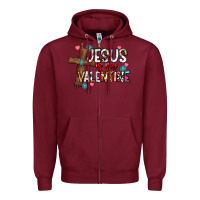 Burgundy jesus is my valentine Zipper Hoodie - CowhideDigitalArt