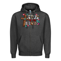 Charcoal Heather jesus is my valentine Zipper Hoodie - CowhideDigitalArt