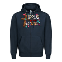 Navy jesus is my valentine Zipper Hoodie - CowhideDigitalArt