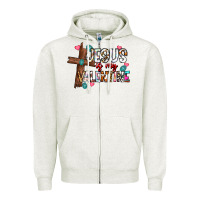 Oatmeal Heather jesus is my valentine Zipper Hoodie - CowhideDigitalArt