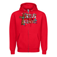 Red jesus is my valentine Zipper Hoodie - CowhideDigitalArt