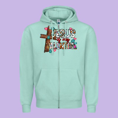 Jesus Is My Valentine Zipper Hoodie Designed By Cowhidedigitalart