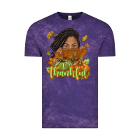 Cloud Purple Thankful Fall with black girl Vintage Tee - NancyCooperArtShop