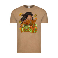 Vintage Coffee Thankful Fall with black girl Vintage Tee - NancyCooperArtShop