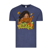 Vintage Denim Thankful Fall with black girl Vintage Tee - NancyCooperArtShop