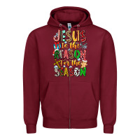 Burgundy jesus is the reason for the season Zipper Hoodie - CowhideDigitalArt