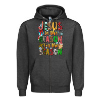 Charcoal Heather jesus is the reason for the season Zipper Hoodie - CowhideDigitalArt