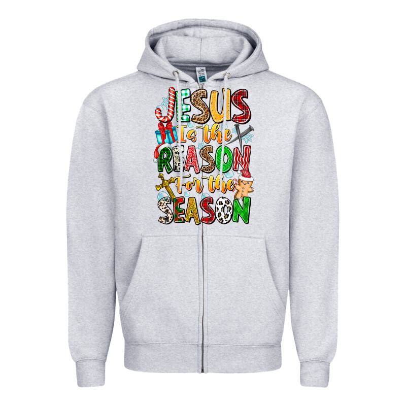 Jesus Is The Reason For The Season Zipper Hoodie by CowhideDigitalArt | Teevron