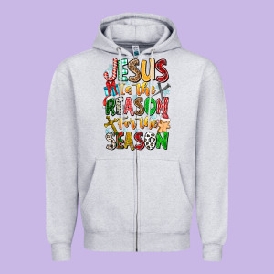 Jesus Is The Reason For The Season Zipper Hoodie Designed By Cowhidedigitalart