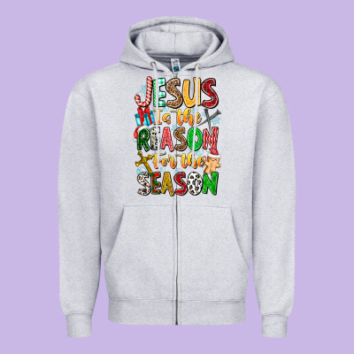 Jesus Is The Reason For The Season Zipper Hoodie Designed By Cowhidedigitalart