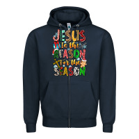 Navy jesus is the reason for the season Zipper Hoodie - CowhideDigitalArt