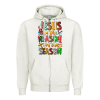 Oatmeal Heather jesus is the reason for the season Zipper Hoodie - CowhideDigitalArt