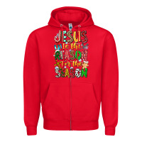 Red jesus is the reason for the season Zipper Hoodie - CowhideDigitalArt