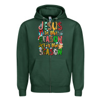 Sports Green jesus is the reason for the season Zipper Hoodie - CowhideDigitalArt