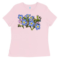 Bubblegum Pink Forget Me Not Flower Illustrations Ladies Tee - LillyAllenDesigns