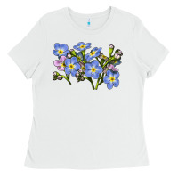 White Forget Me Not Flower Illustrations Ladies Tee - LillyAllenDesigns