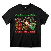 Black Rockin' Around The Christmas Tree Heavy Core Tee - BundleAndBundleShop