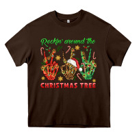 Chocolate Brown Rockin' Around The Christmas Tree Heavy Core Tee - BundleAndBundleShop