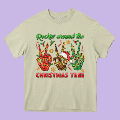 Rockin' Around The Christmas Tree Heavy Core Tee Designed By Bundleandbundleshop